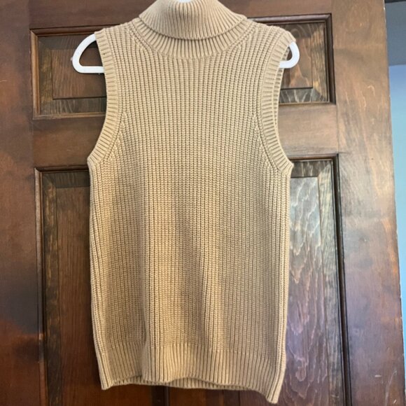 Michael Kors Dark Camel Sleeveless Turtleneck Sweater Size L, NWT - Picture 1 of 9